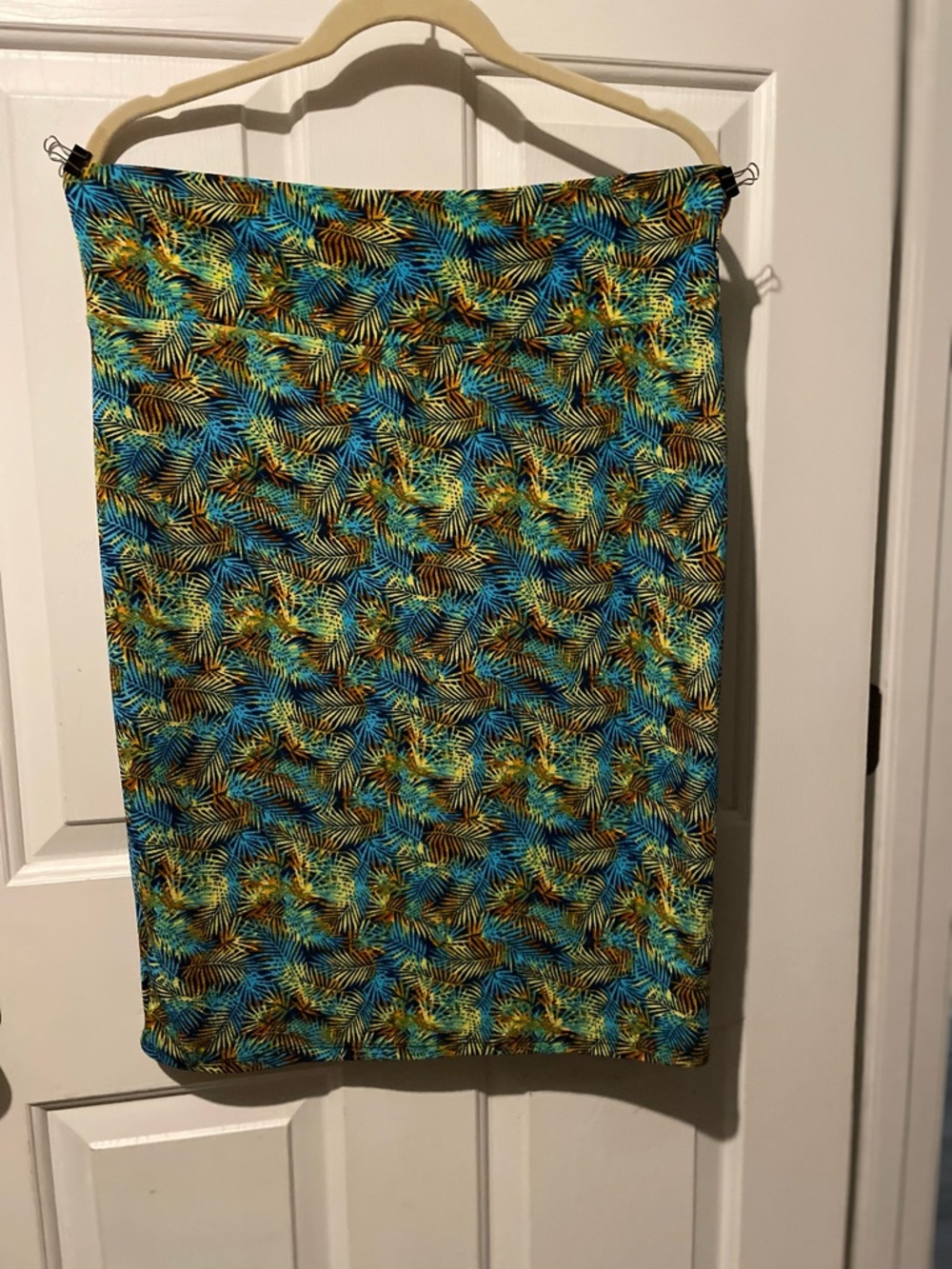LuLaRoe Tropical Leaf Print Skirt- Blue, Green & Yellow